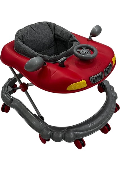 Lord Premium Araba Model Yürüteç | Müzikli ve Işıklı | Ergonomik Bel Destekli Kırmızı Yürüteç