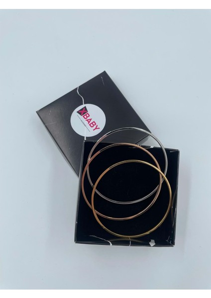 Silver,gold,rose Gold Renkli 3'lü Yassı Ajda Bileklik