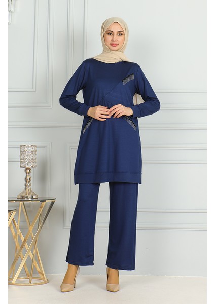 Püskül Detaylı Tunik Pantolon Ikili Takım 20042-01 Lacivert