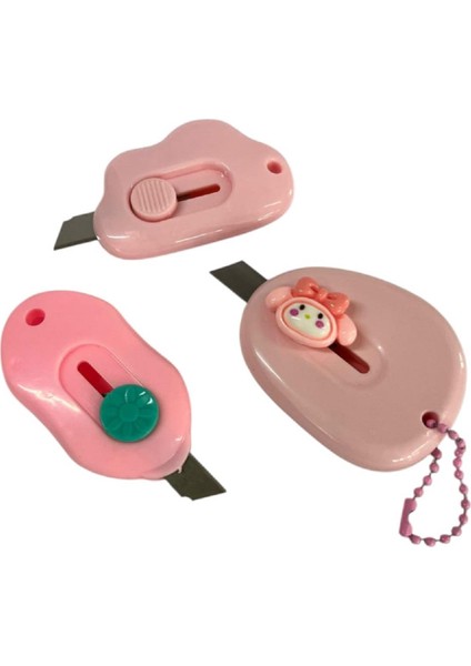 3 Ü Bir Arada Pembe Taşınabilir Sevimli Falçata - Maket Bıçağı modelleri