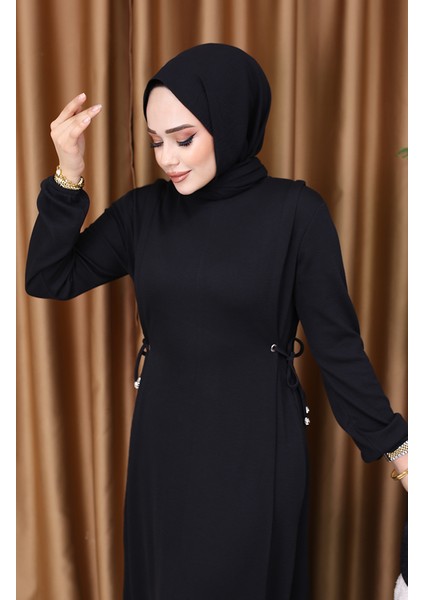 Büzgülü Elbise 5110-01 Siyah modelleri