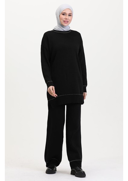 Çizgili Şeritli Triko Takım 3085-03 Siyah fiyatları