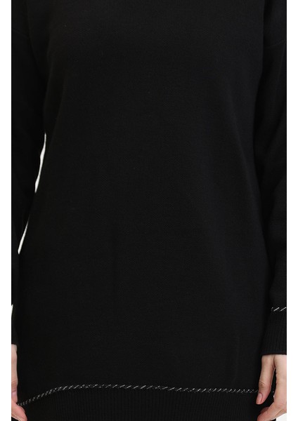 Çizgili Şeritli Triko Takım 3085-03 Siyah fırsatları