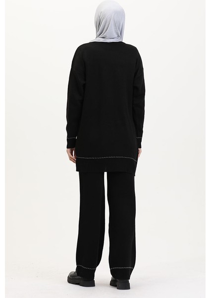 Çizgili Şeritli Triko Takım 3085-03 Siyah indirimleri