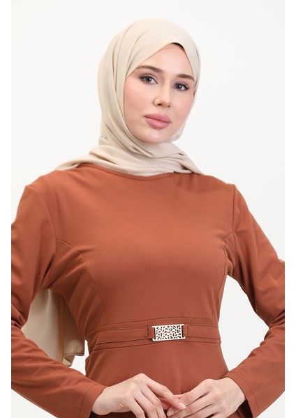Tokalı Elbise 7123-01 Kiremit modelleri