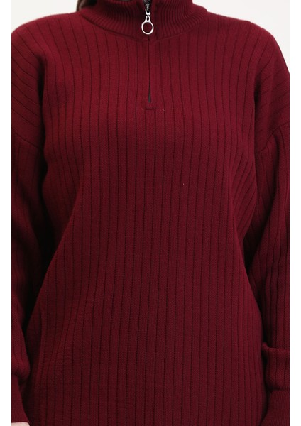 Paçası Fermuarlı Triko Takım 11030-01 Bordo fırsatları