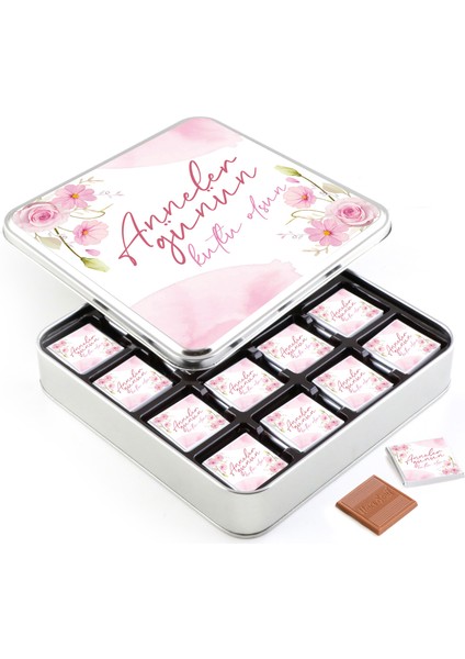 Anneler Günü Hediyesi 32 Adet Madlen Çikolata Metal Kutu - Model 1