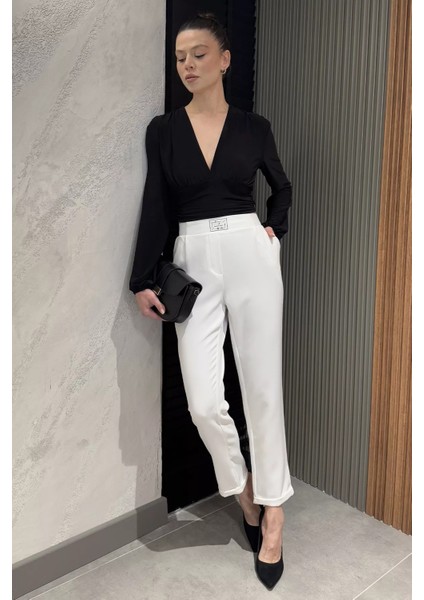 Büyük Beden Bel Lastikli Duble Paça Kadın Pantolon fiyatları