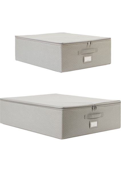 2'li Gri Balıksırtı Destekli Hurç Set 45 x 55 x 18 + 55 x 70 x 18 cm