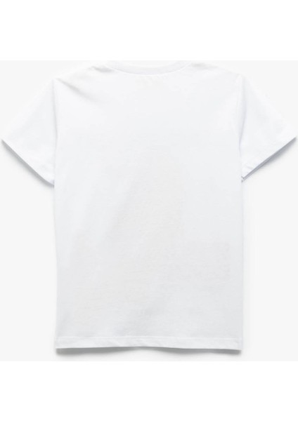 Pamuklu Kaplan Baskılı Bisiklet Yaka Kısa Kollu Beyaz Erkek Çocuk T-Shirt 5SKB10314TK fiyatları