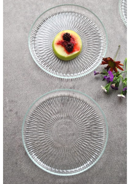 Majestik Cam Mini Tatlı Pasta Tabağı 16 cm Sunumluk Tabak