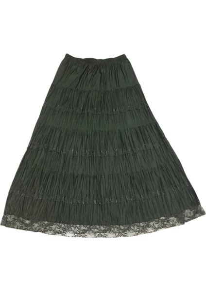 0kadın Beli Lastikli Katlı Çingene Etek