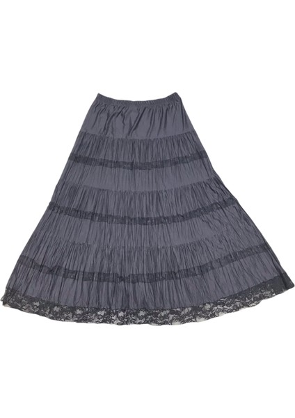 0kadın Beli Lastikli Katlı Çingene Etek