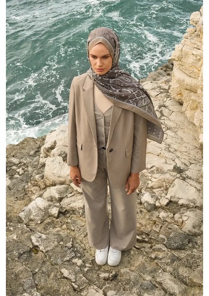 Bej Ed Scarf Iconic Collection Hasna Desen Şal