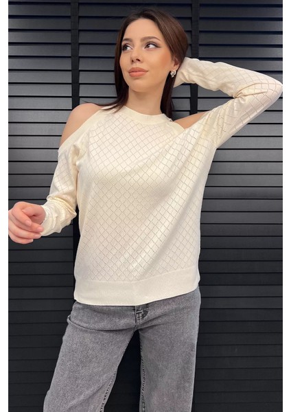 Omuz Dekolteli Kadın Triko Bluz