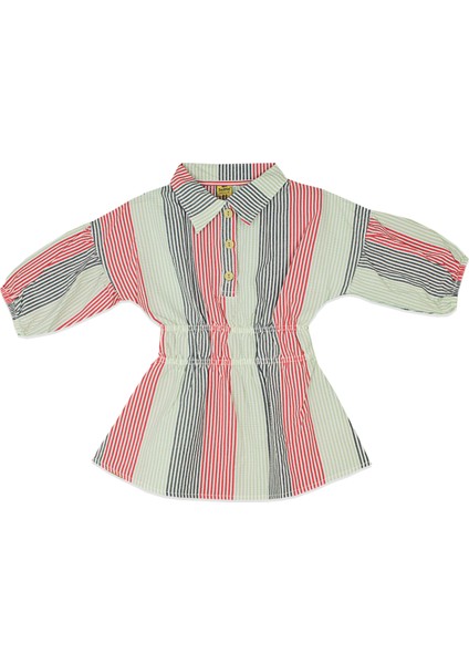 Çizgili Beli Gipeli Kız Çocuk Gömlek Tunik Elbise fiyatları