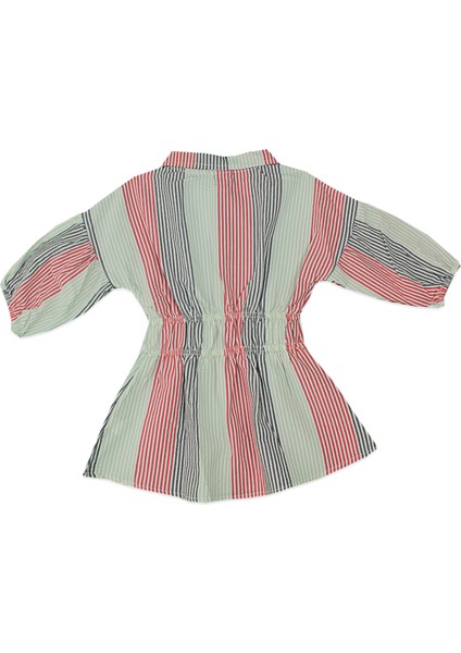 Çizgili Beli Gipeli Kız Çocuk Gömlek Tunik Elbise modelleri