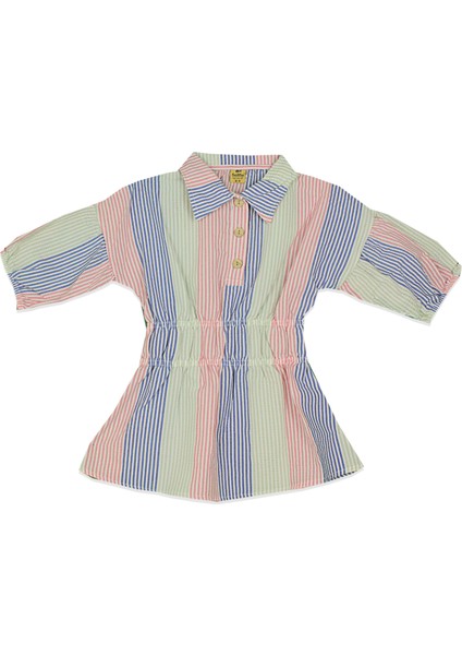 Çizgili Beli Gipeli Kız Çocuk Gömlek Tunik Elbise fiyatları