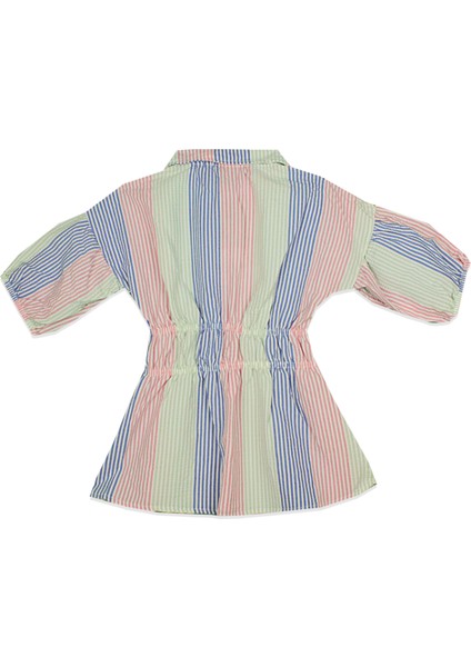 Çizgili Beli Gipeli Kız Çocuk Gömlek Tunik Elbise modelleri
