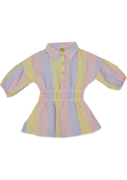 Çizgili Beli Gipeli Kız Çocuk Gömlek Tunik Elbise fiyatları