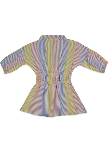 Çizgili Beli Gipeli Kız Çocuk Gömlek Tunik Elbise modelleri