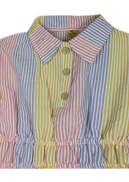 Çizgili Beli Gipeli Kız Çocuk Gömlek Tunik Elbise fırsatları