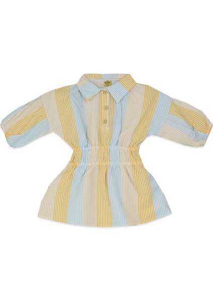 Çizgili Beli Gipeli Kız Çocuk Gömlek Tunik Elbise fiyatları