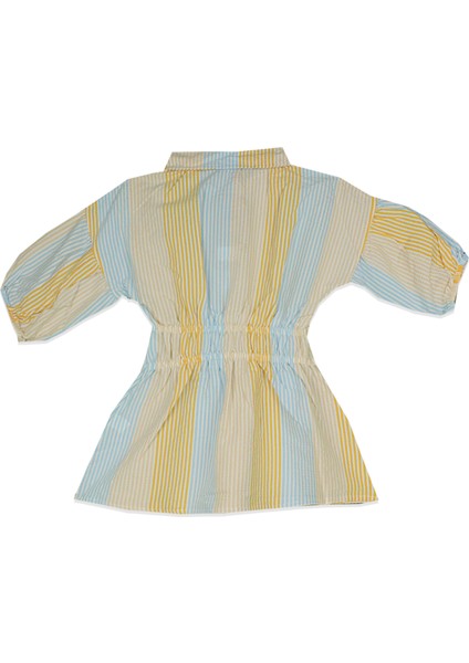 Çizgili Beli Gipeli Kız Çocuk Gömlek Tunik Elbise modelleri