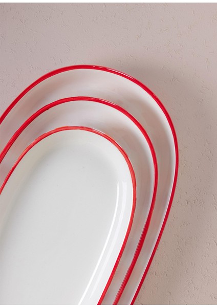 Joy Oval Servis 2li Set Kırmızı 17X30X4 cm fiyatları