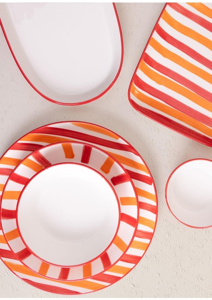 Joy Oval Servis 2li Set Kırmızı 17X30X4 cm modelleri