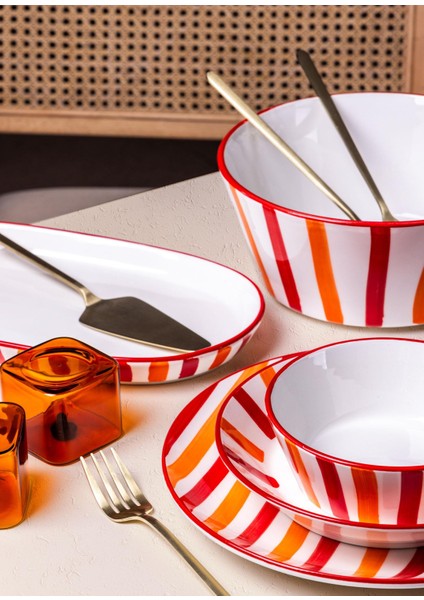 Joy Pasta Tabağı 6lı Set Kırmızı 19 cm modelleri