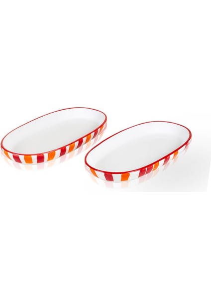 Joy Oval Servis 2li Set Kırmızı 11X21X3 cm