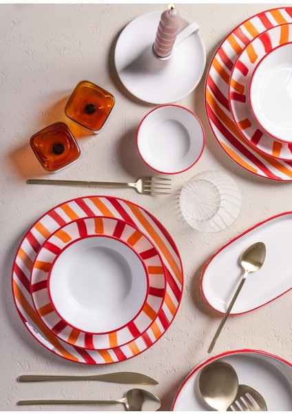 Joy Oval Servis 2li Set Kırmızı 11X21X3 cm modelleri