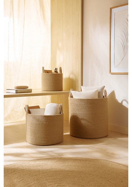 2'li Jüt Halat Sepet Set 26 x 22 / 35 x 27 cm