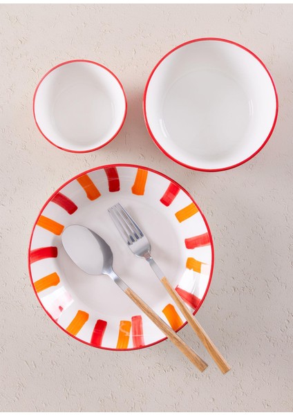 Joy Yemek Tabağı 6lı Set Kırmızı 20 cm fırsatları