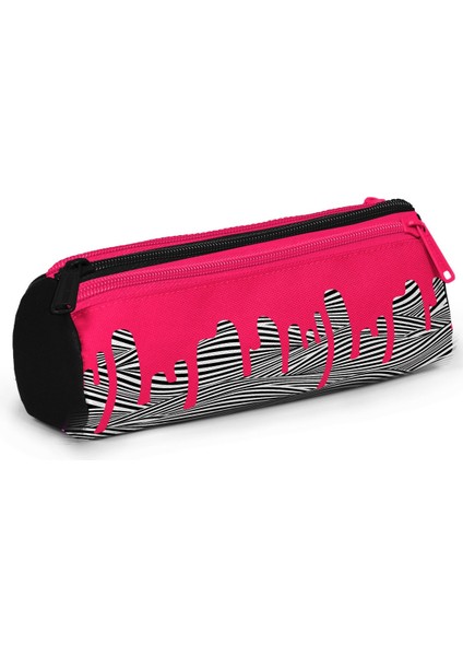 Pembe Siyah Beyaz Desenli Üç Bölmeli Kalem Çantası 11178 modelleri