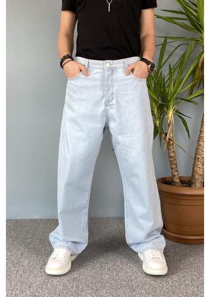 Buz Mavisi Baggy Kot Pantolon