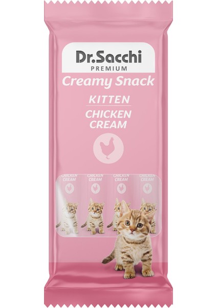 Dr.Sacchi Creamy Snack Kitten Chicken Sıvı Kedi Ödülü 4'Lü Paket