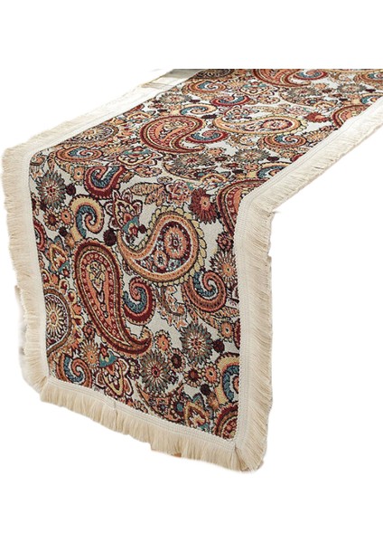 Bohem Retro Masa Koşucu Jakarlı Püskül Servis Altlığı Dolap Dekorasyonu Uzun Masa Örtüsü Masa Örtüsü (Yurt Dışından)