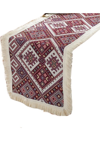 Bohem Retro Masa Koşucu Jakarlı Püskül Servis Altlığı Dolap Dekorasyonu Uzun Masa Örtüsü Masa Örtüsü (Yurt Dışından)