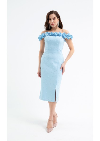Kadın Bebe Mavi Yakası Çiçekli Incili Söz Nişan Nikah Abiye Elbise fiyatları