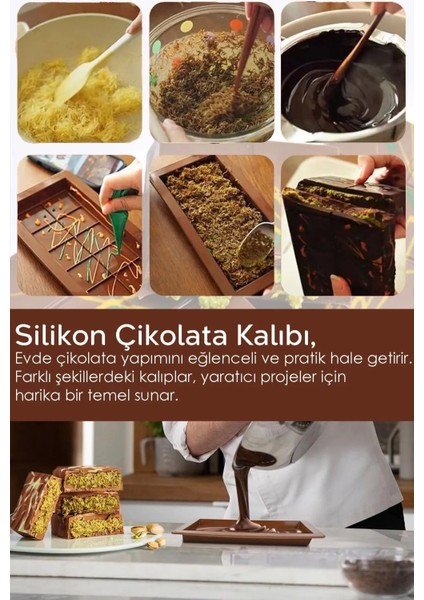 8 Bölme Bpa Içermez Esnek Dayanıklı Yüksek Isı Dayanıklı Dubai Çikolata Silikon Kalıbı Kabı 2 Adet modelleri