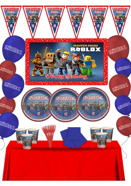 Robloks Afişli 8 Kişilik Doğum Günü Parti Malzemeleri Seti