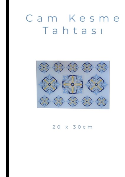 Cam Kesme Tahtası* Mutfak Tahtası Kare 20X30CM Çiçek Görünümlü
