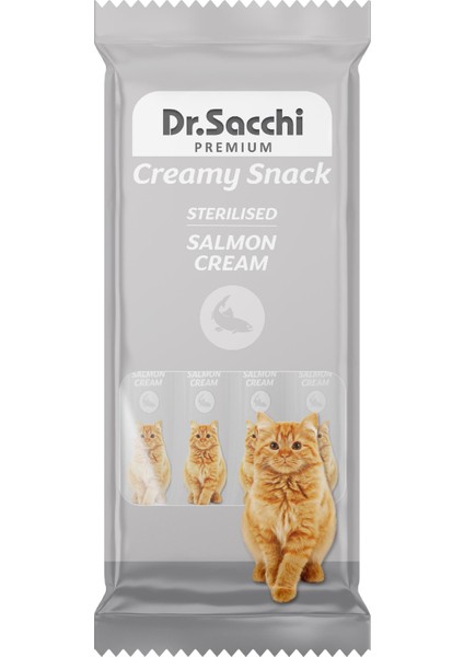 Creamy Snack Sterilised Salmon Sıvı Kedi Ödülü 4'Lü Paket