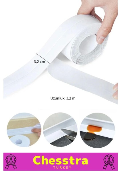 Özel Üretim Su Geçirmez Sızdırmaz Lavabo Tezgah Klozet Banyo Pencere Duş İzolasyon 3.2 m Bant 4 Adet