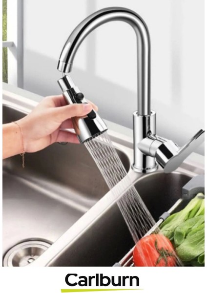 Premium 720 Derece Dönebilen Kaliteli Şık Lavabo Mutfak Banyo 3 Fonksiyonlu Metalik Musluk Başlığı indirimleri