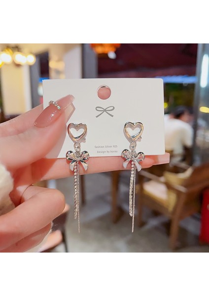 925 Gümüş Iğne Kore Tarzı Moda Inci Küpeler Niş Tasarım Içi Boş Kelebek Tatlı Pembe Çok Yönlü Küpe (Yurt Dışından)