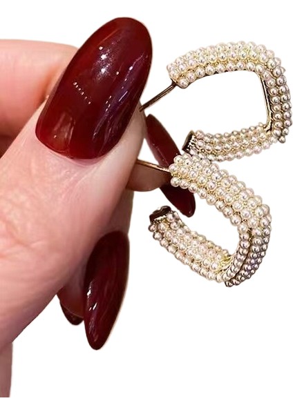 Kadınlar Için Yeni Mizaç Moda Geometrik Saplama Küpeler 925 Gümüş Iğne Basit Işık Lüks Küpe (Yurt Dışından)