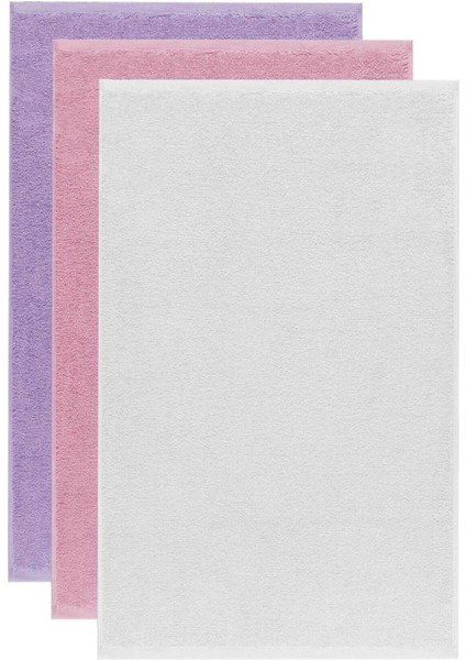 3 Lü Düz Renk El Yüz Havlu Seti; Pamuklu 50 x 90 cm Mor-Pembe-Beyaz fiyatları